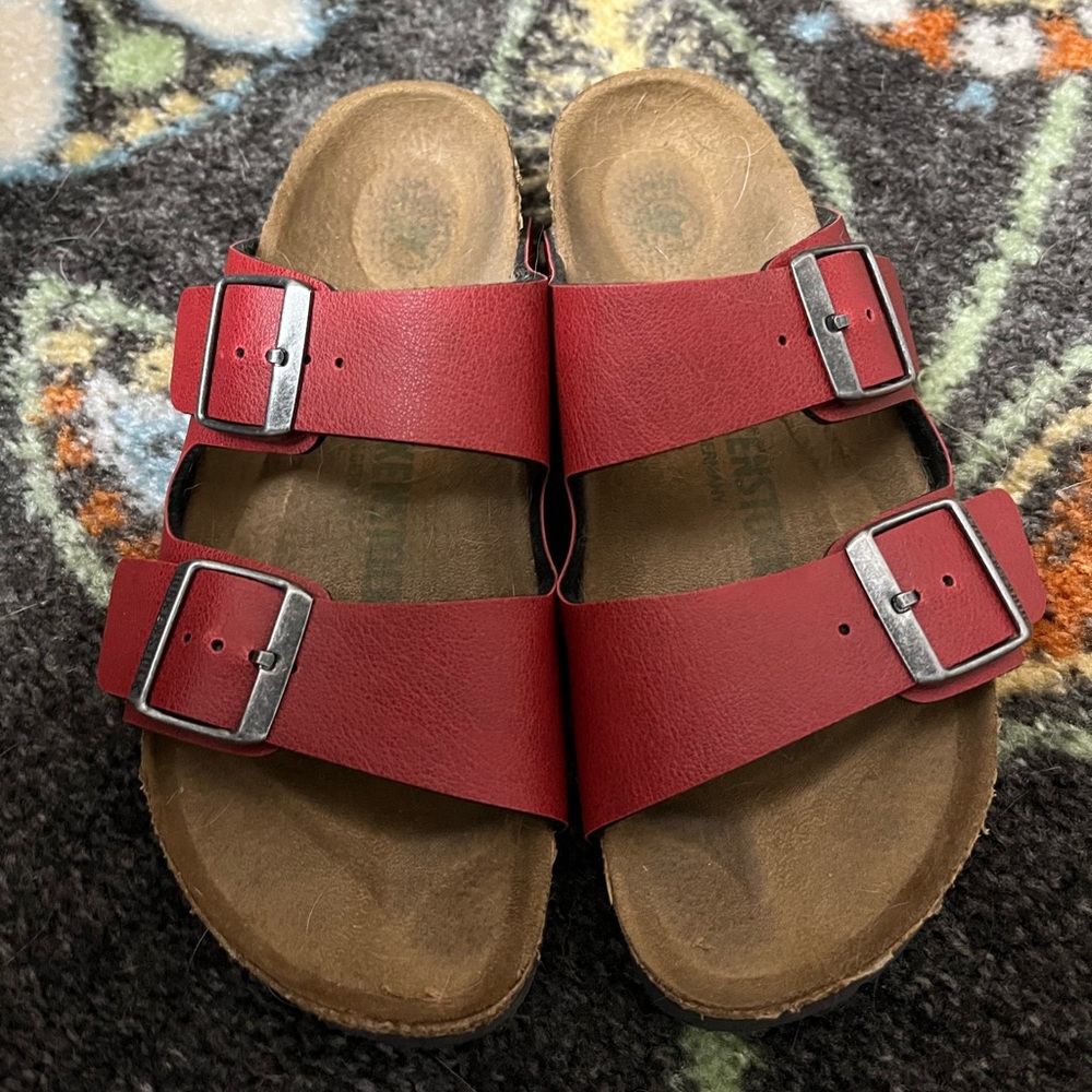 Vegan Birkenstocktock sandals in red 38